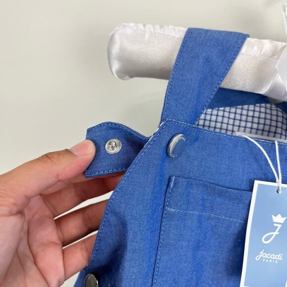 Jacadi Paris Chambray Blue Shortalls 6 Months NWT - Picture 4 of 7